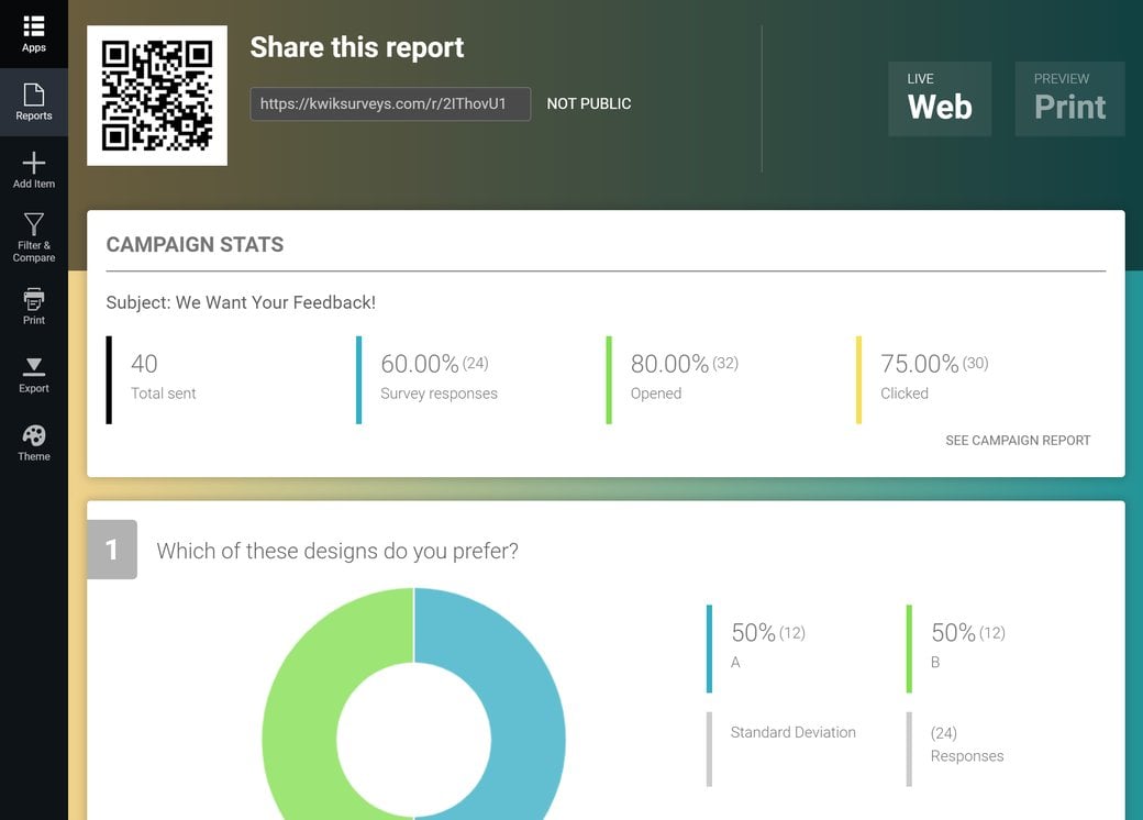 Email Metrics In Survey Results Report